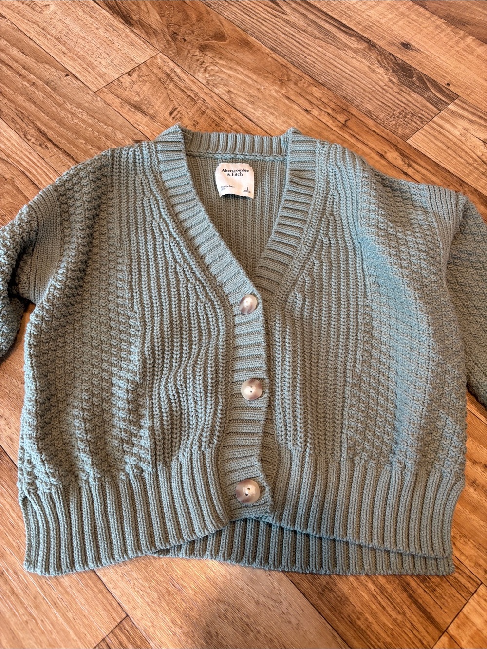 Abercrombie & Fitch Sage Green Cropped Knit Cardigan